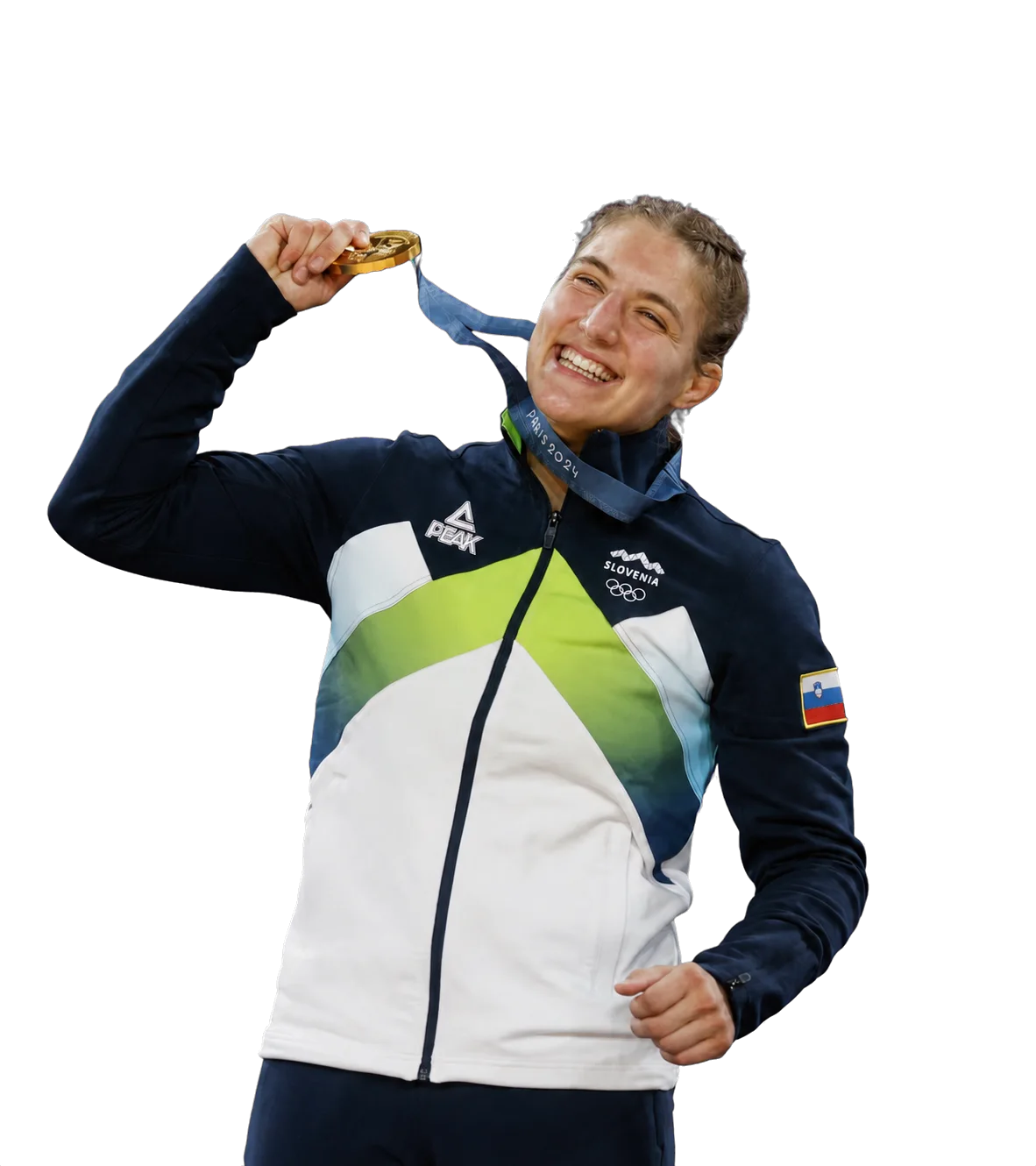 Andreja Leški z zlato olimpijsko medaljo